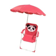 Miulika Kids Beach Chairs with Umbrella Park Camping Chair for Fishing Tent Backyard Red